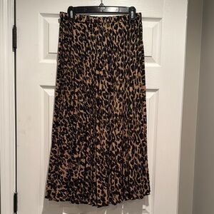 Halogen Leopard Print Pleated Skirt